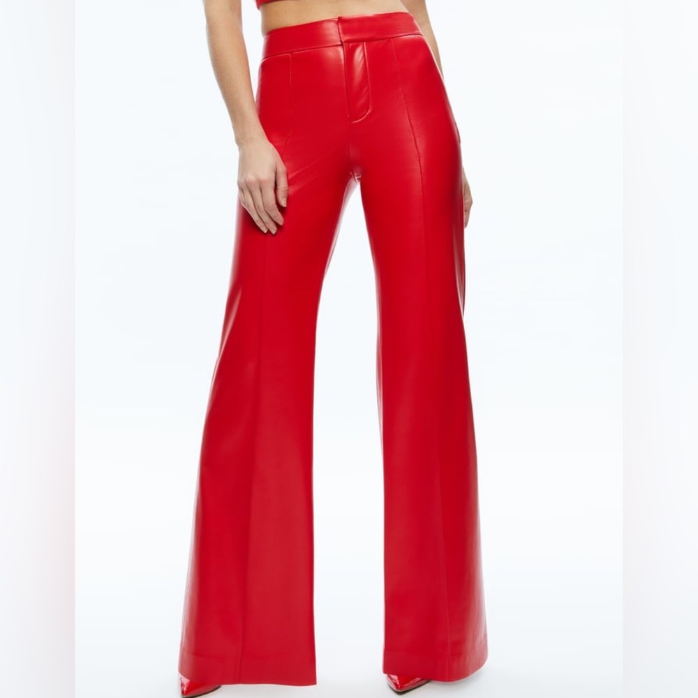 Alice and Olivia Dylan Vegan Red Leather Pants